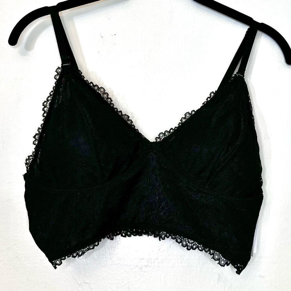 NWT BP Nordstrom Lace Overlay Adjustable Strap Longline Bralette Black XL